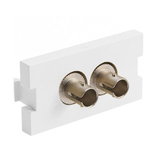 Leviton 41291-2TW | Duplex ST Fiber Adapter MOS Module, Phosphor Bronze Sleeve, 1 Unit High, White
