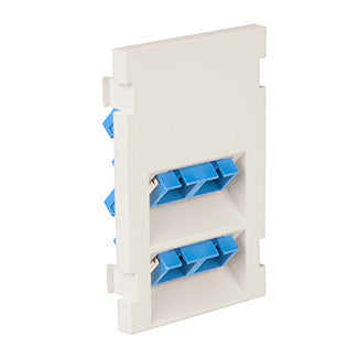 Leviton Manufacturing Co 41293-4CW | Duplex SC Angled Fiber Adapter MOS Module, Zirconia Ceramic Sleeve, 3 Units High, White