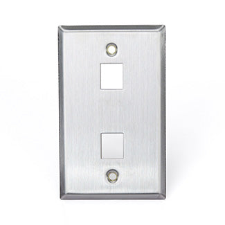 Leviton 43080-1S2 | Stainless Steel QuickPort Wallplate, Single Gang, 2-Port