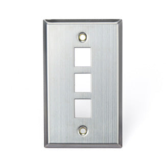 Leviton 43080-1S3 | Stainless Steel QuickPort Wallplate, Single Gang, 3-Port