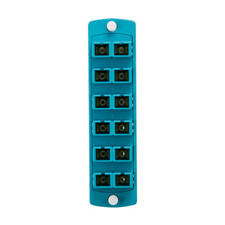 Leviton 5F100-2QC | SDX Precision Molded Plate (AQUA), 50/125um Multimode Laser Optimized OM3/4, Duplex SC, 12 fibers, Zirconia Ceramic Sleeve