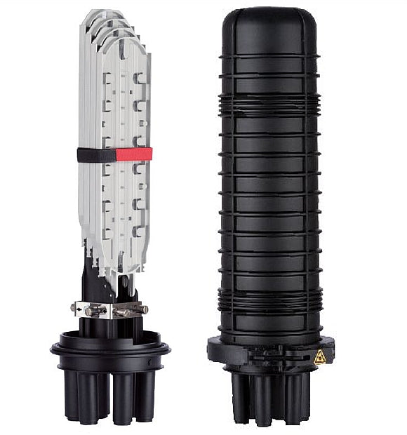 Commscope FOSC400B4NT0BGV | FOSC 400 B4 Fiber Optic Splice Closure, Heat Shrink Cable sealing, no pre-installed trays, cable blocking, ground feedthrough lugs, with test valve
