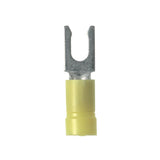 Panduit PV10-10LF-L | Pan-Term Fork Terminal, Yellow, Vinyl, 10-12 AWG, #10 Stud, PK50