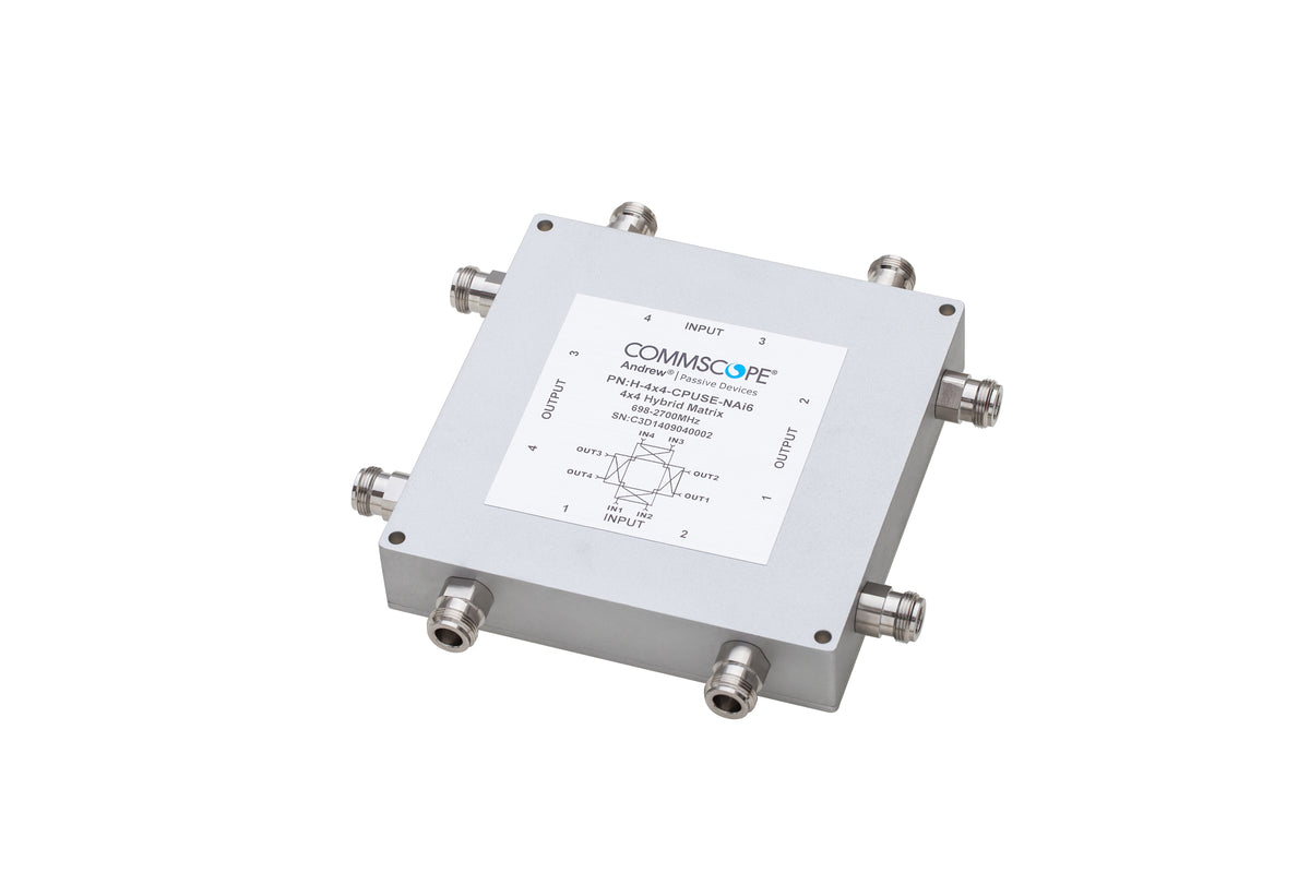 Commscope H4X4CPUSENAI6 | Low PIM 4x4 High Power Hybrid Matrix, 555–2700 MHz