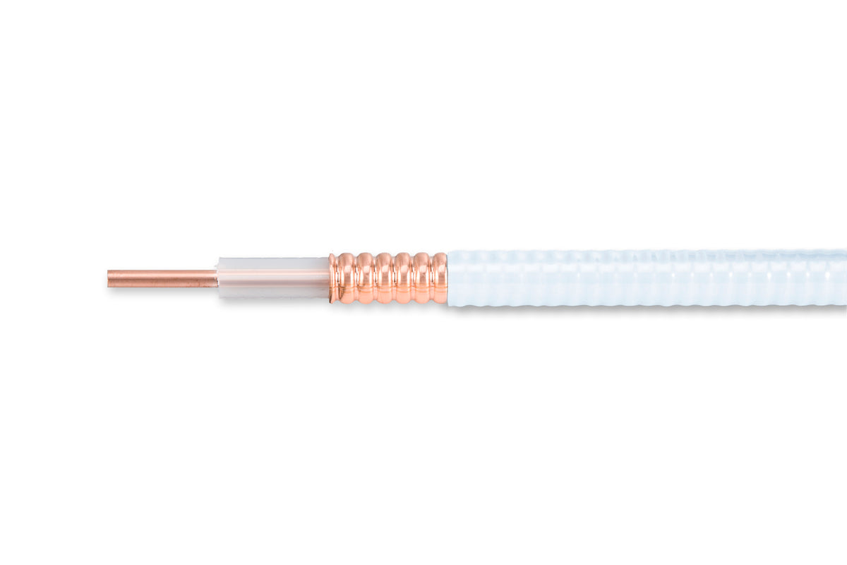 Commscope HL4RPV-50 | HL4-50, HELIAX Plenum Rated Air Dielectric Coaxial Cable, corrugated copper, 1/2 in, off white PVC  jacket