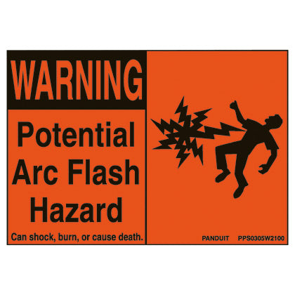 Panduit PPS0305W2100 | Pre-Printed, Polyester, Orange/Black, 3"x5", PK5