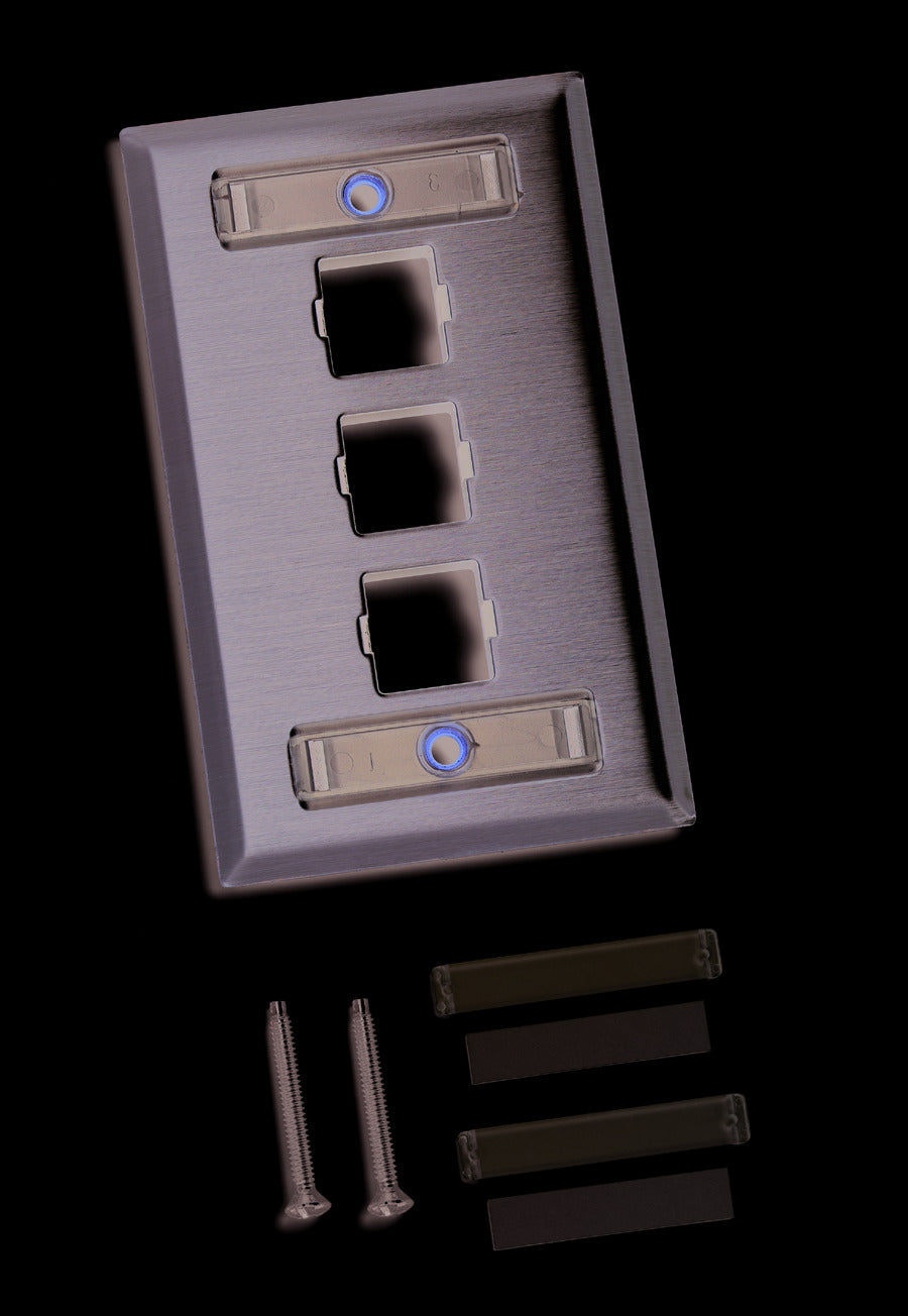 Commscope M13SP-L | M13SP-L 3-port Single Gang Stainless Steel Faceplate with Label