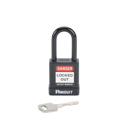 Panduit PSL-8BL | Short Shackle Padlock, Black, 1.58", PK1