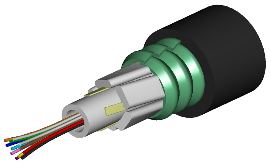 Commscope O012DA8WF12NS | LightScope ZWP Single Jacket Single Armor Outdoor Drop Cable, 1–12 fiber Arid Core construction, central loose tube
