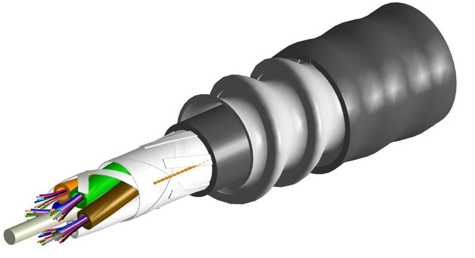 Commscope P-006-LZ-5L-F06BK/25D | LazrSPEED Indoor/Outdoor, Plenum Rated, Gel-Free, Stranded Loose Tube Cable with Aluminum Interlocking Armor containing a Plenum Rated Outer Jacket