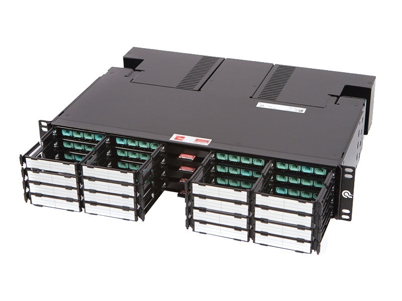 Commscope QUCH-2RU | Q3000 Fiber Termination Panel, unloaded, 2RU, 19 in, black for holding Q3000 Termination Blades