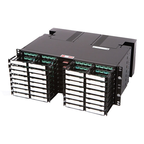 Commscope QUCH-4RU | Q3000 Fiber Termination Panel, unloaded, 4RU, 19 in, black for holding Q3000 Termination Blades