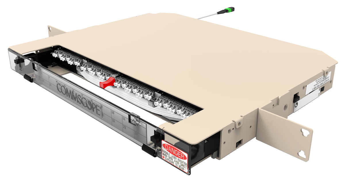 Commscope RCP-1K4PUE06100 | RapidFiber Termination Panel, 48-Position 1RU, singlemode, LC/UPC to MPO, 61 m
