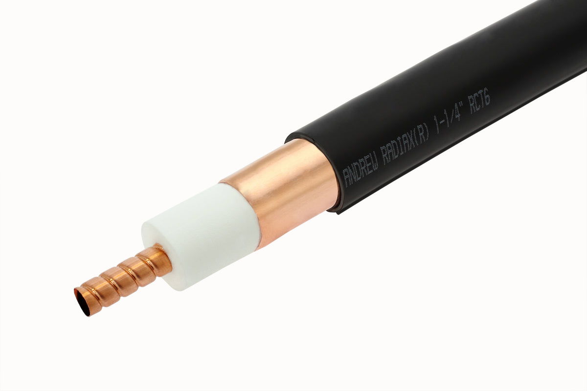 Commscope RCT6LTC5ARNAM | RCT6, RADIAX Coaxial Radiating Cable with Bump, 70–960 MHz, tuned foil, 1-1/4 in, black non-halogenated, fire retardant polyolefin jacket