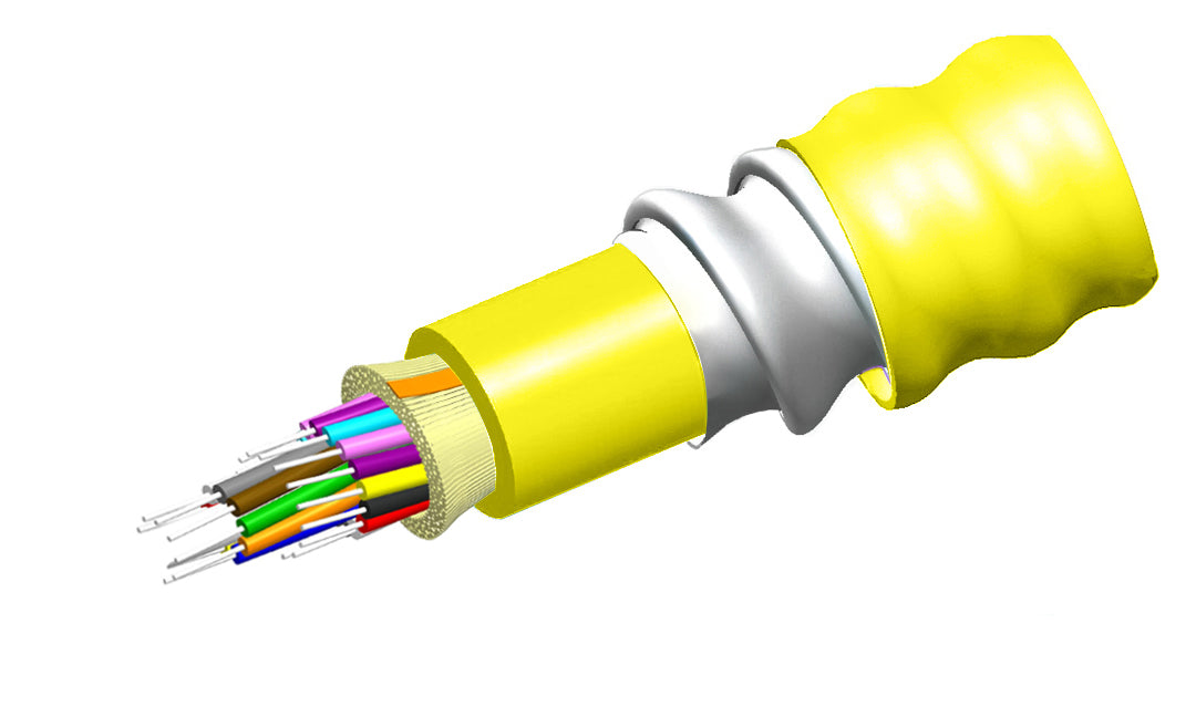 Commscope R-024-DZ-8W-FSUYL | TeraSPEED Riser Distribution Cable, interlocking aluminum armored with riser jacket, 24 fiber single-unit