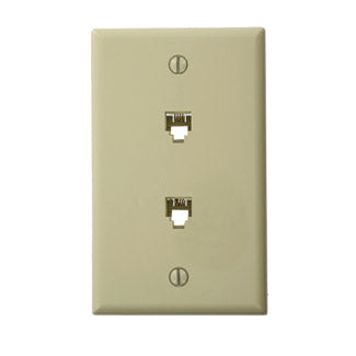 Leviton 40244-I | Standard Telephone Wall Jack, 6P4C x 6P4C, Screw Terminals, Ivory