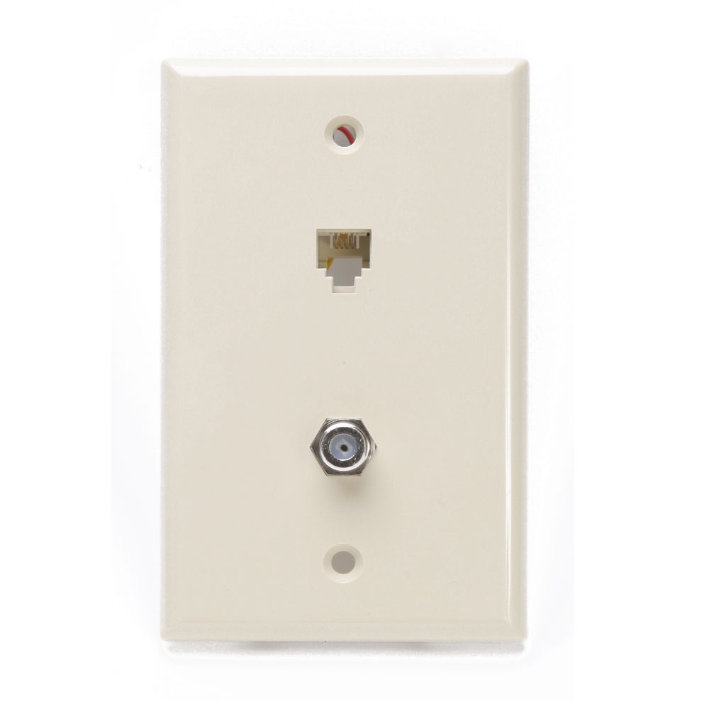 Leviton 40258-W | Standard Telephone Wall Jack, 6P6C x F, Screw Terminals, White