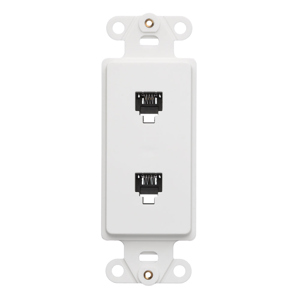 Leviton 40644-W | Decora Insert, 6P4C + 6P4C, Screw Terminals, White