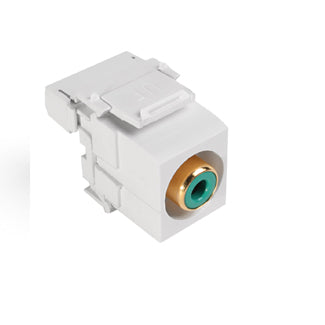 Leviton 40735-RVI | RCA 110-Termination QuickPort Connector, Green Barrel, Ivory Housing