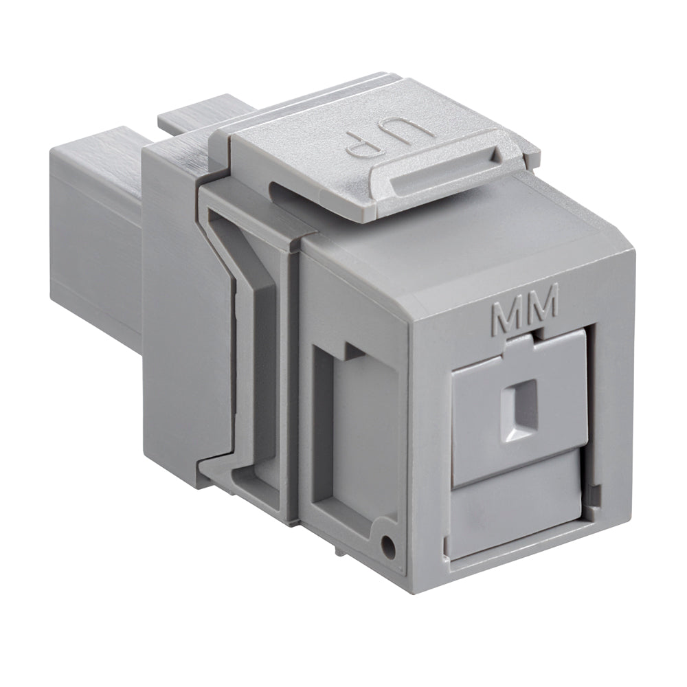 Leviton 41085-MGC | QuickPort Multimode Simplex SC Fiber Optic Adapter Module, Phosphor Bronze, Grey