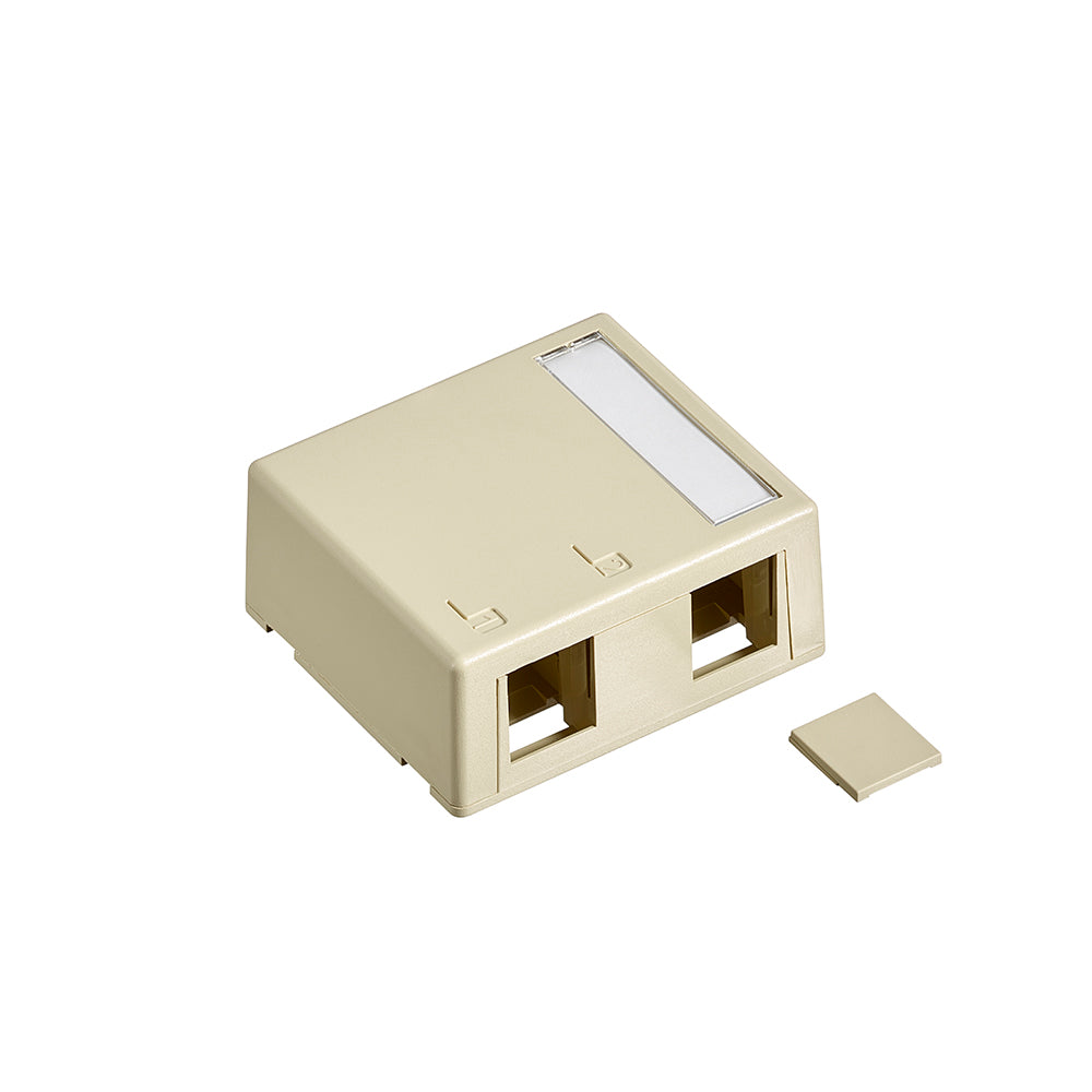 Leviton 41089-2IP | Surface-Mount QuickPort Box, Plenum-Rated, 2-Port, Ivory