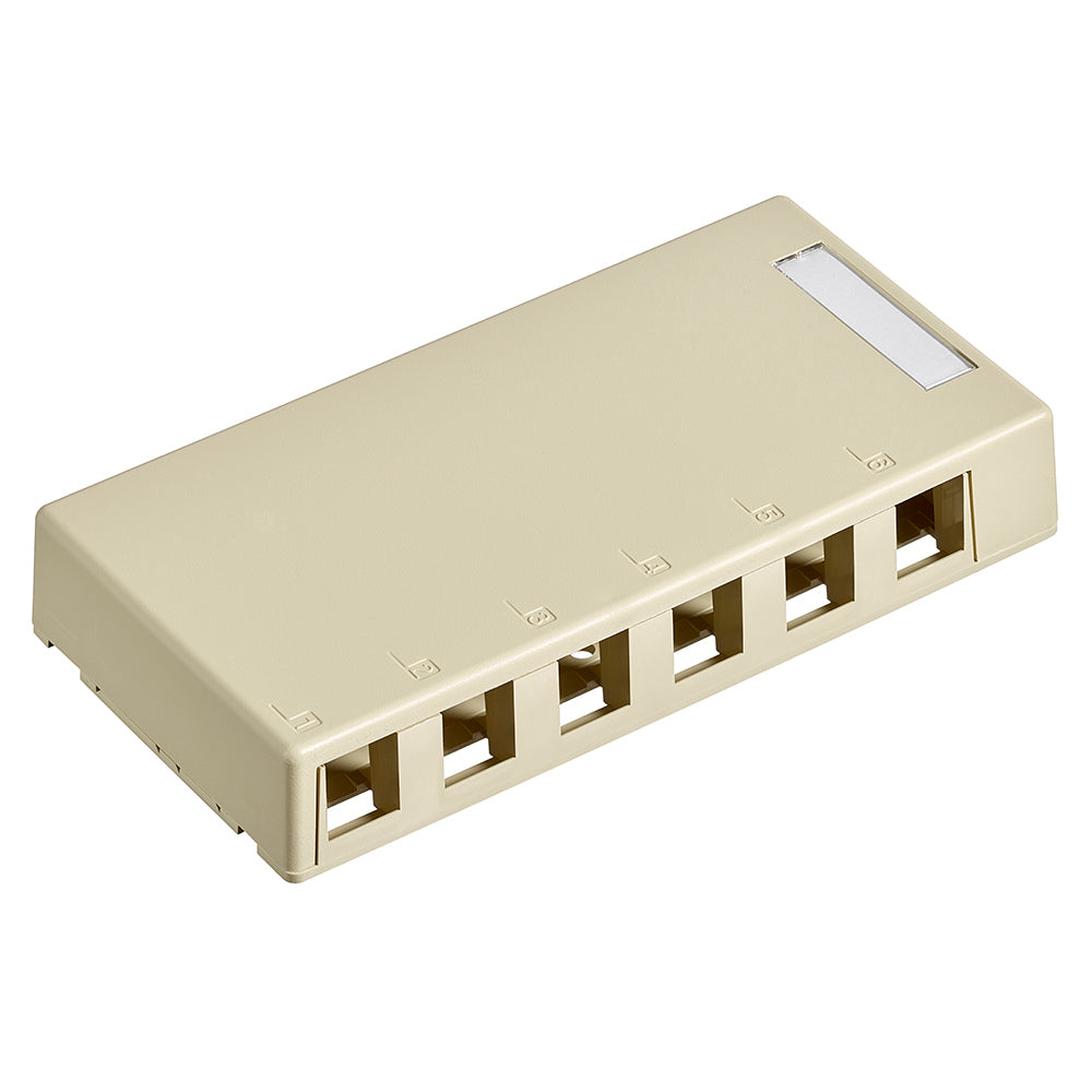 Leviton 41089-6IP | Surface-Mount QuickPort Box, 6-Port, Ivory