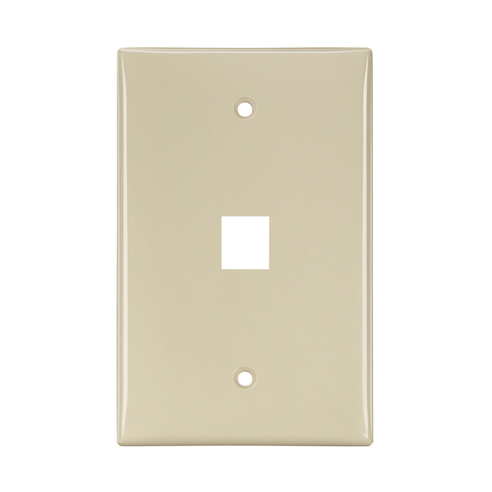 Leviton 41091-1IN | Midsize Single-Gang QuickPort Wallplate, 1-Port, Ivory