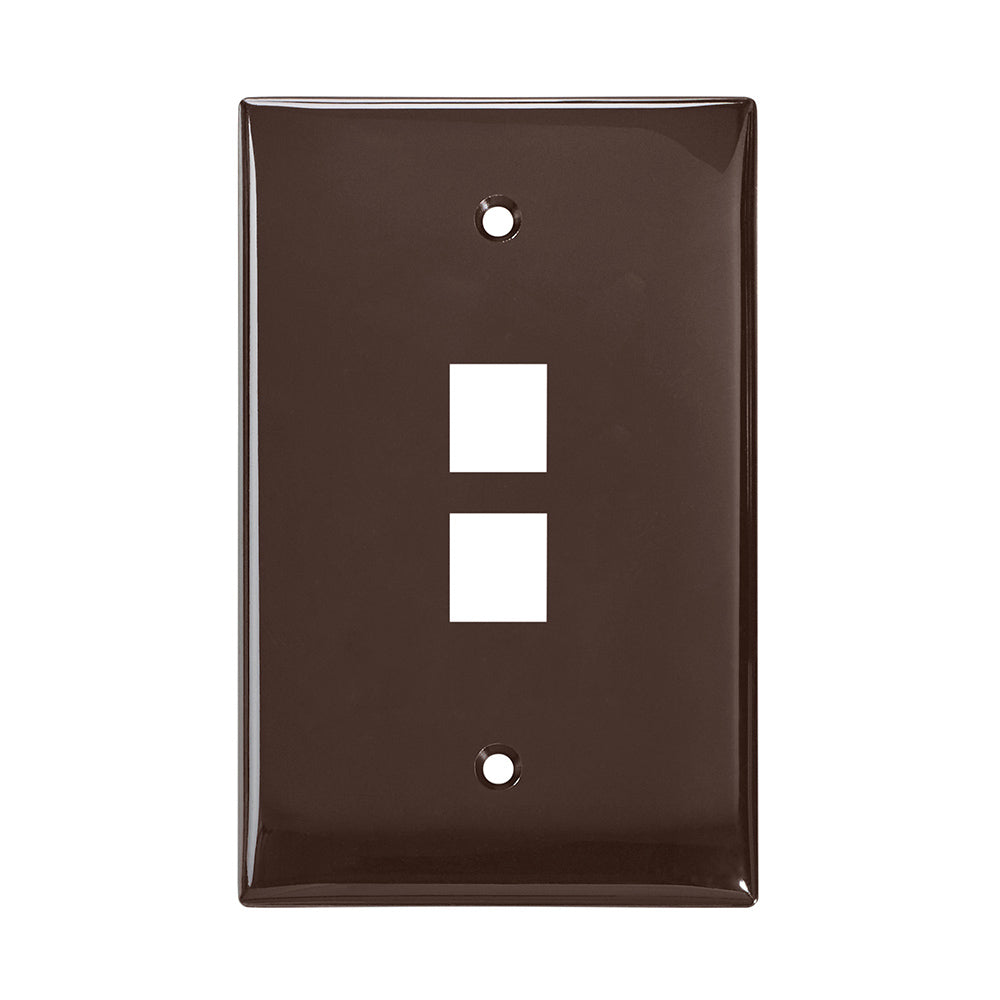 Leviton 41091-2BN | Midsize Single-Gang QuickPort Wallplate, 2-Port, Brown