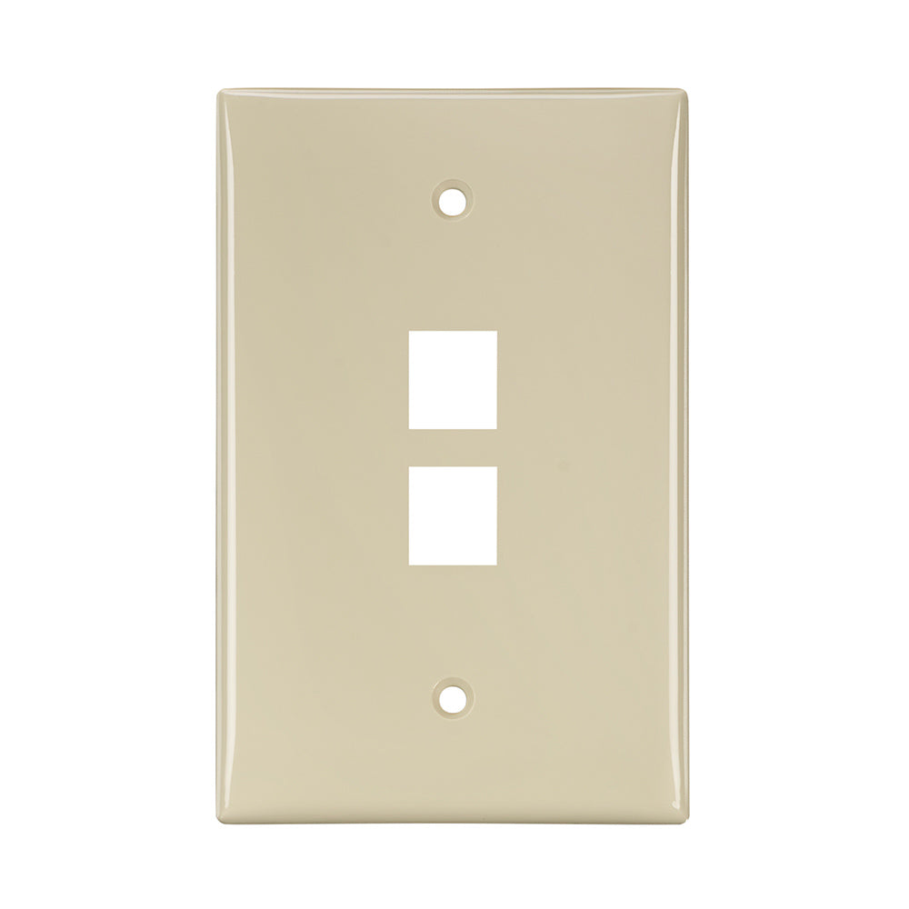 Leviton 41091-2IN | Midsize Single-Gang QuickPort Wallplate, 2-Port, Ivory