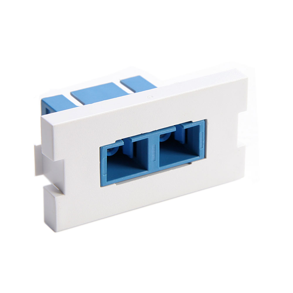 Leviton 41291-2CI | Duplex SC Fiber Adapter MOS Module, Zirconia Ceramic Sleeve, 1 Unit High, Ivory