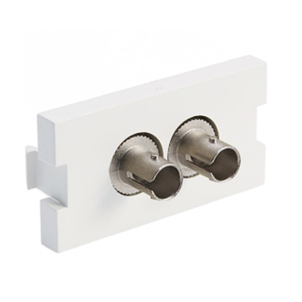 Leviton 41291-ZTW | Duplex ST Fiber Adapter MOS Module, Zirconia Ceramic Sleeve, 1 Unit High, White