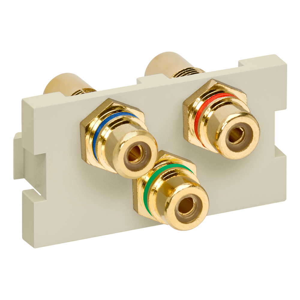 Leviton Manufacturing Co 41292-3DI | RCA Component Feedthrough MOS Connector, Ivory