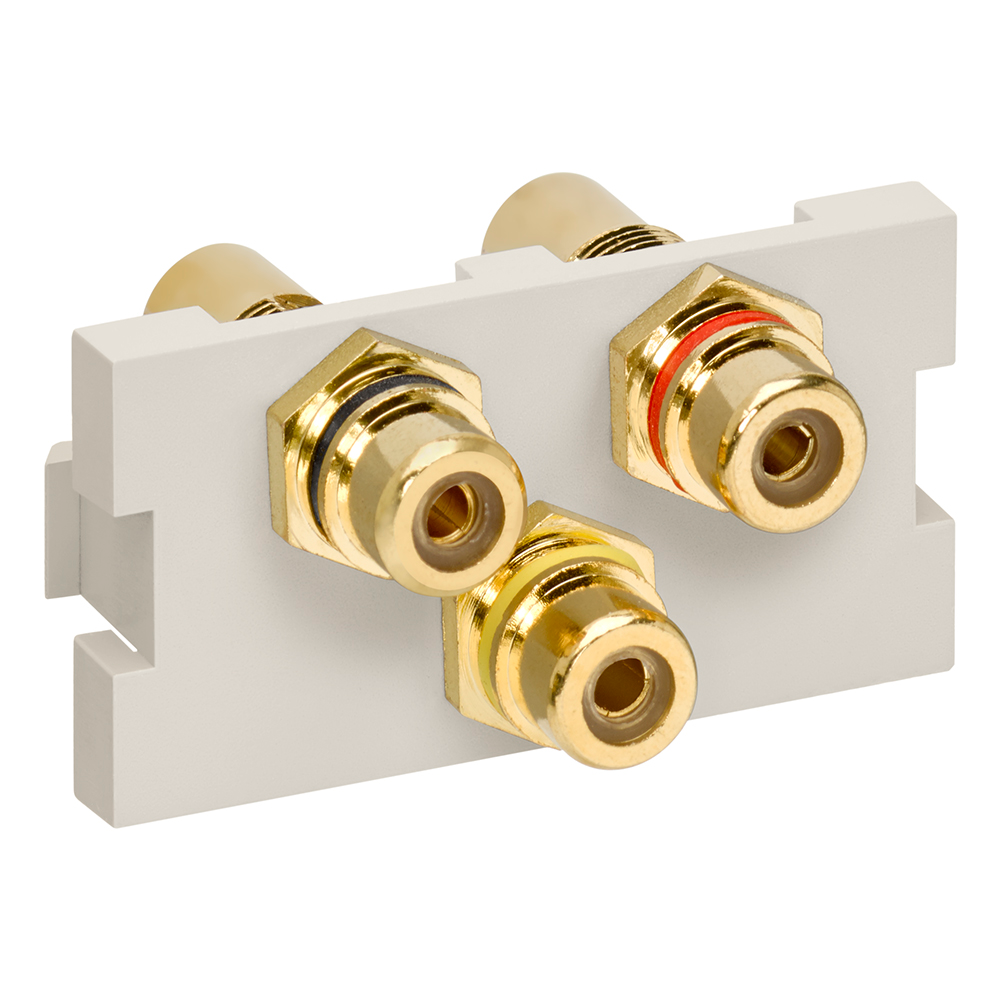 Leviton Manufacturing Co 41292-3RT | RCA Composite Feedthrough MOS Connector, Light Almond