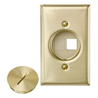 Leviton 41652 | QuickPort Floor Jack Assembly, blank x blank, Assembly includes wallplate, insert, blanks, and screw cap