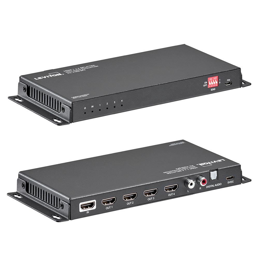 Leviton 41920-SP4 | HDMI 1x4 Splitter — 4K/60, EDID, ARC, Audio Extraction, HDCP 2.2