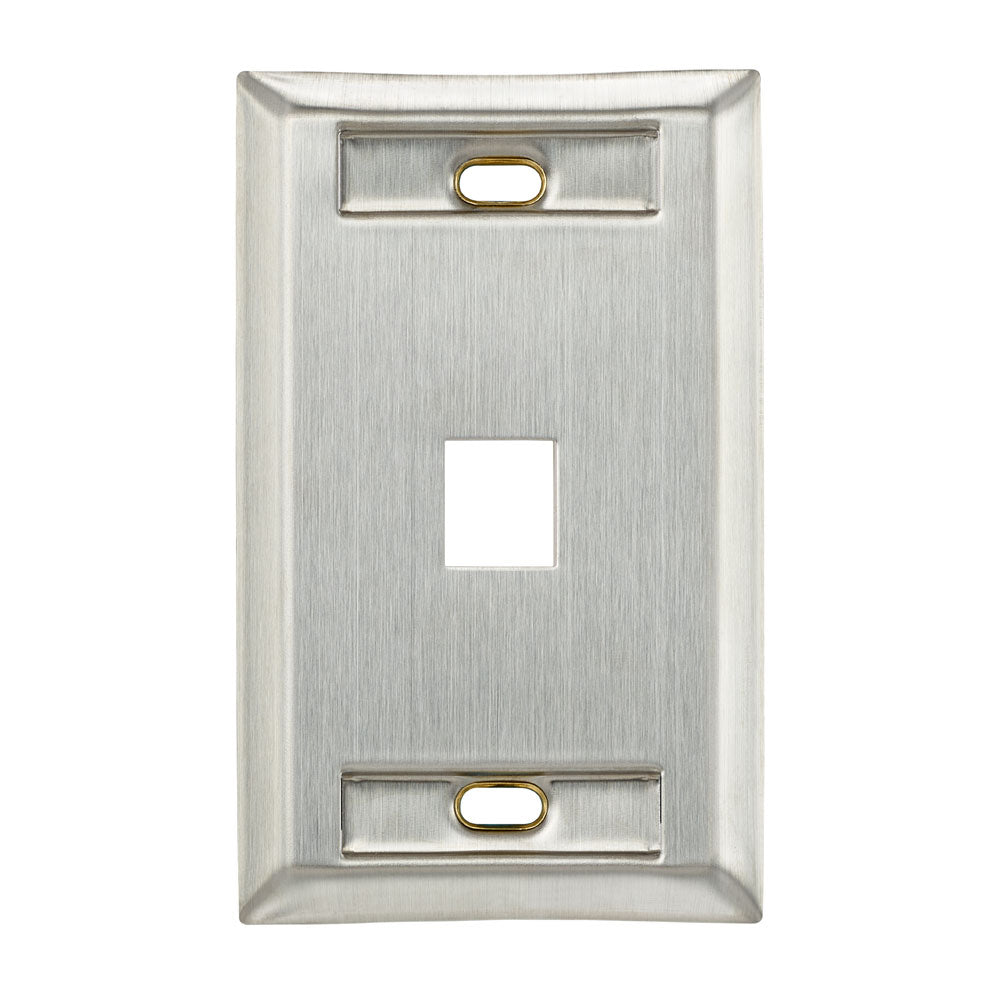 Leviton 43080-1L1 | Stainless Steel QuickPort Wallplate, Single Gang, 1-Port, with Designation Windows