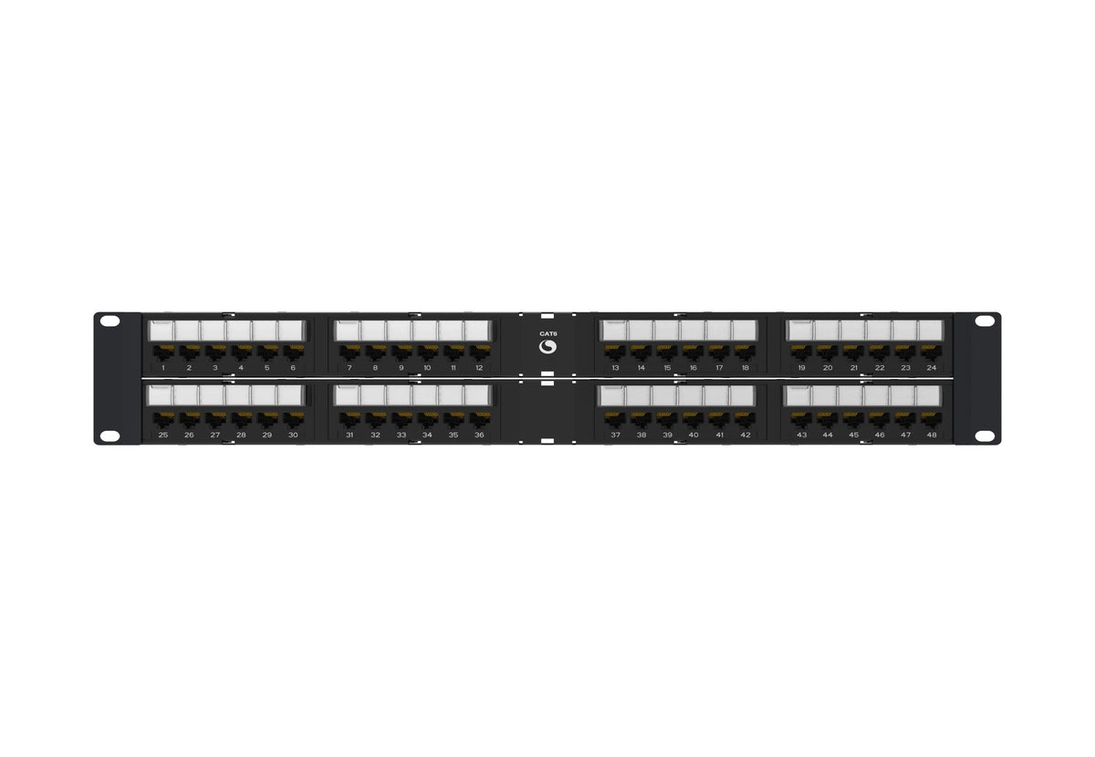 Commscope UNPA-6-DM-2U-48 | Angled Distribution Module Panel, Cat 6, UTP,  2U, 48 port
