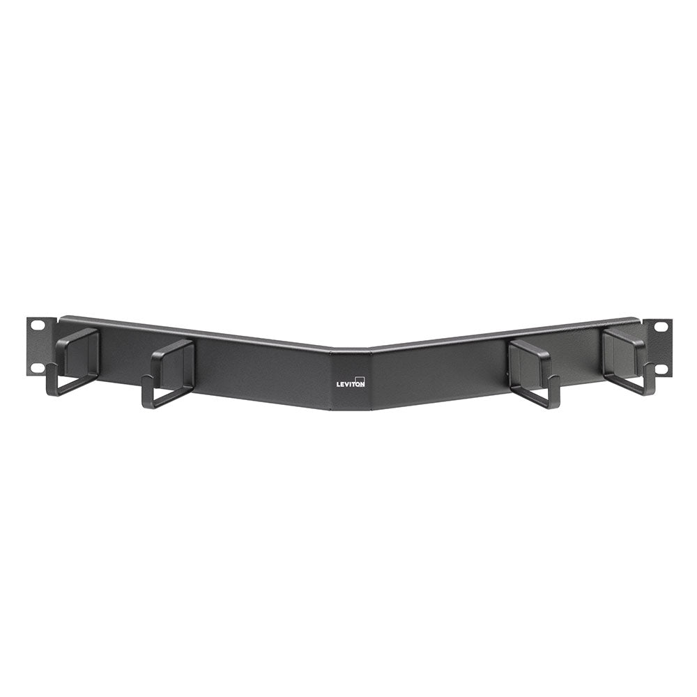 Leviton 49254-LPM | Angled Horizontal Patch Cord Organizer, 1 RU, 2" D-Rings