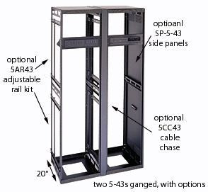 Middle Atlantic 52126 | Slim 5 Series Rack, 21 RU, 26"D, 26" D X 40 1/2" H