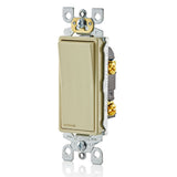 Leviton 5601-P2I | 15 Amp, 120/277 Volt, Decora Rocker Single-Pole AC Quiet Switch, Residential Grade, Self-grounding - Ivory