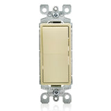 Leviton 5603-2I | 15 Amp, 120/277 Volt, Decora Rocker 3-Way AC Quiet Switch, Residential Grade, Grounding, Quickwire Push-In & Side Wired - Ivory