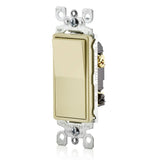 Leviton 5603-2I | 15 Amp, 120/277 Volt, Decora Rocker 3-Way AC Quiet Switch, Residential Grade, Grounding, Quickwire Push-In & Side Wired - Ivory