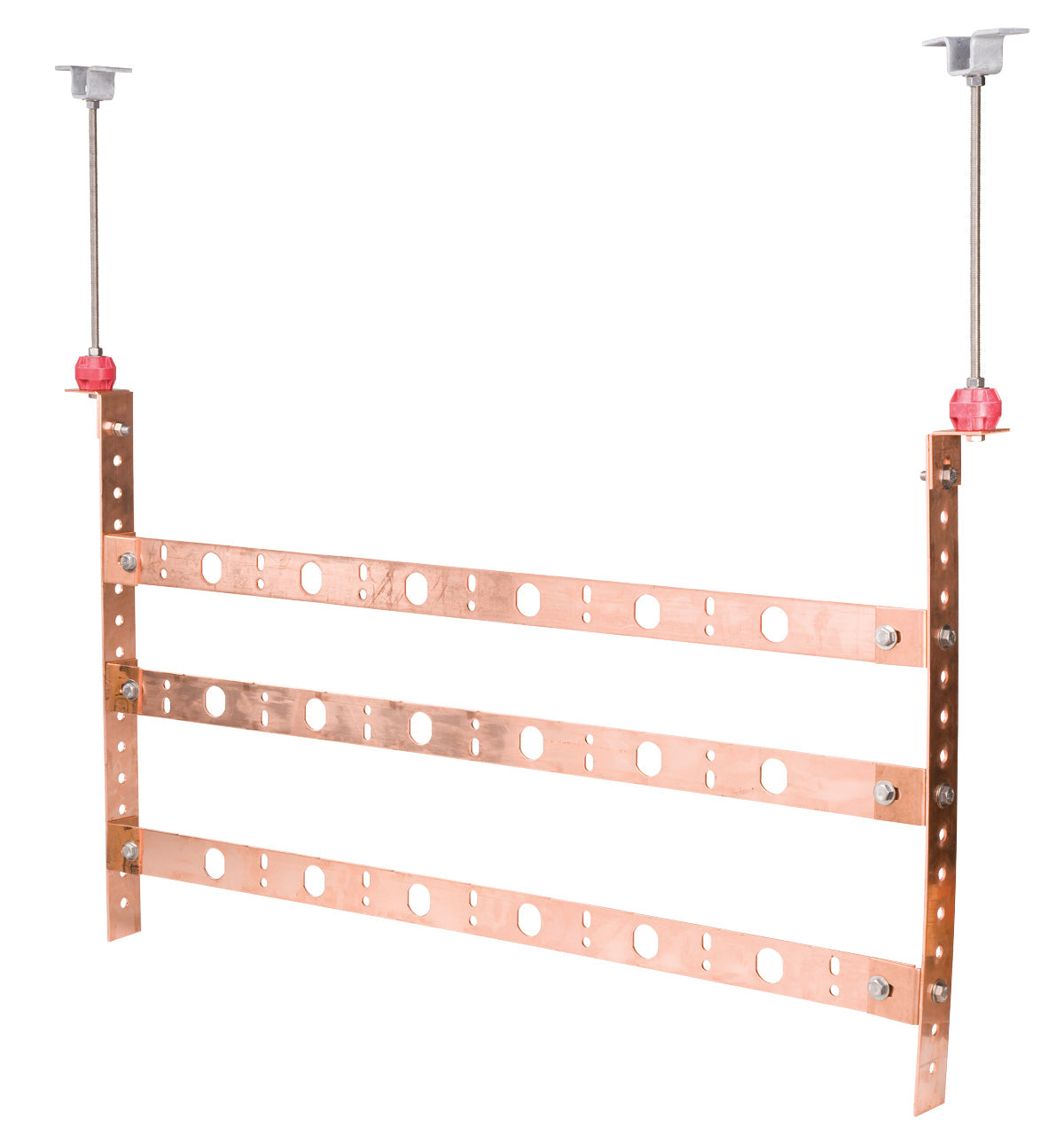 Commscope UGBA-DIN-34 | Universal Ground Bar Assembly, three four-position ground bars, for 7-16 DIN or bolt-grounded surge arrestors