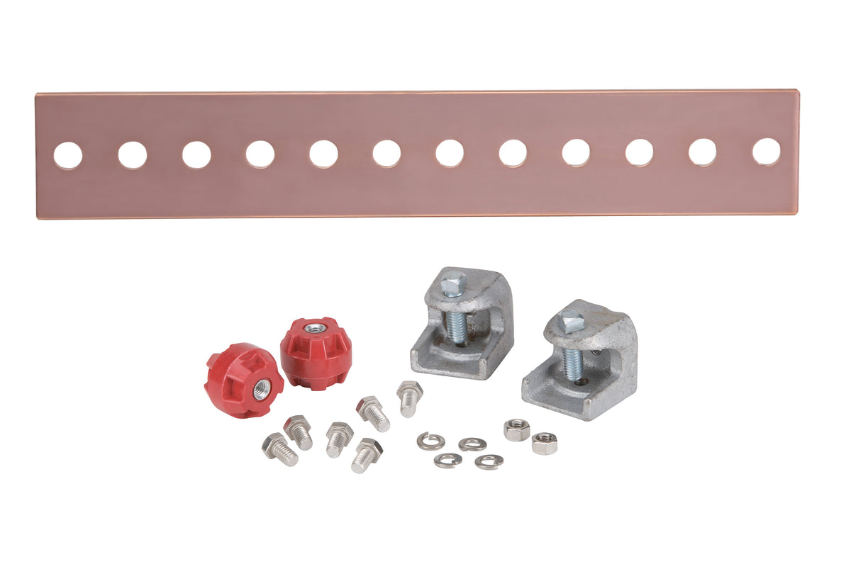 Commscope UGBKIT-0212 | Copper Ground Buss Bar, 1/4 in x 2 in x 12 in (6.4 mm x 50.8 mm x 304.8 mm)