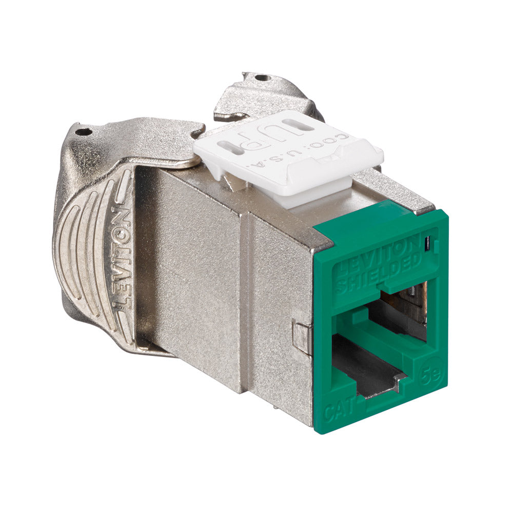 Leviton 5ESJK-RV5 | Atlas-X1 Cat 5e Shielded QuickPort Jack, Green