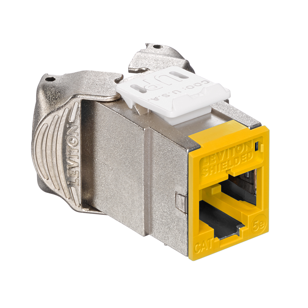 Leviton 5ESJK-RY5 | Atlas-X1 Cat 5e Shielded QuickPort Jack, Yellow
