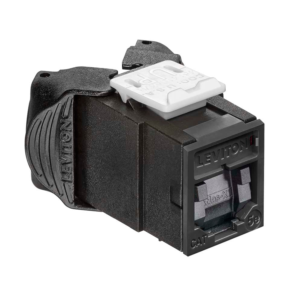 Leviton 5EUJK-SE5 | Atlas-X1 Cat 5e UTP QuickPort Jack with Shutters, Black