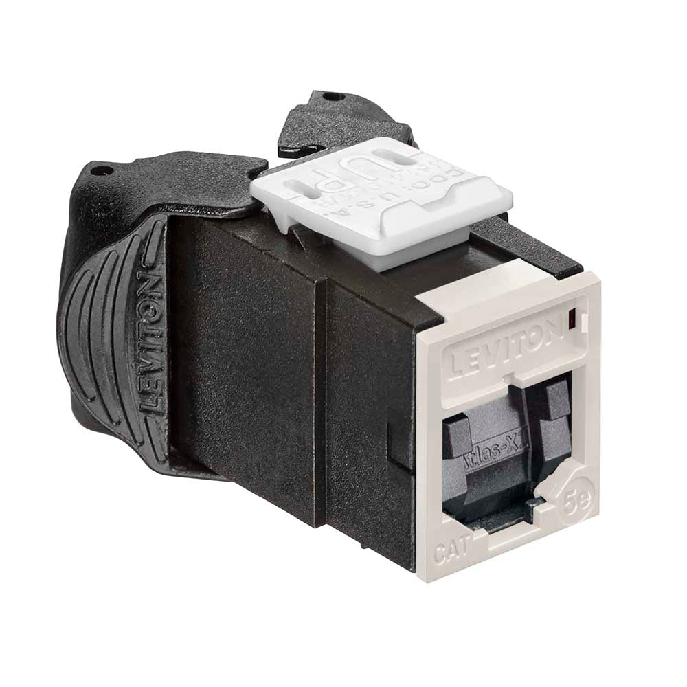 Leviton 5EUJK-ST5 | Atlas-X1 Cat 5e UTP QuickPort Jack with Shutters, Light Almond