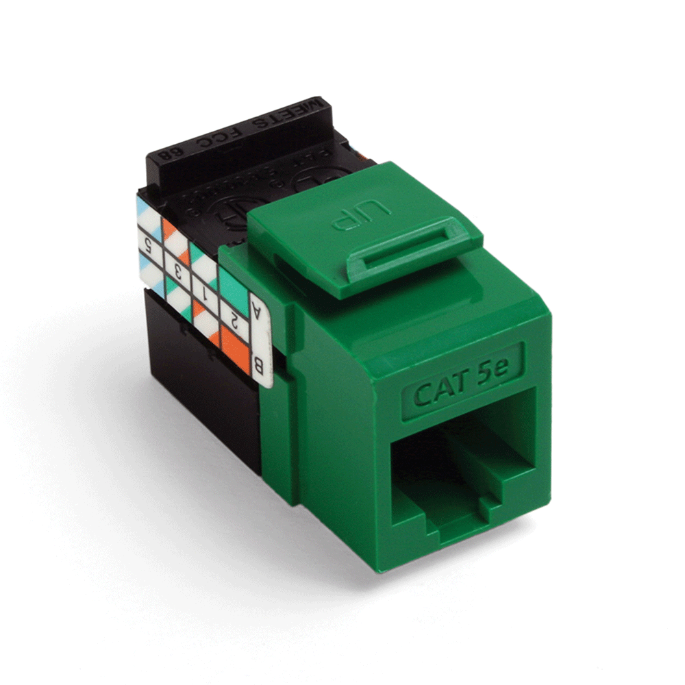 Leviton 5G108-RV5 | GigaMax Cat 5e QuickPort Jack, Green