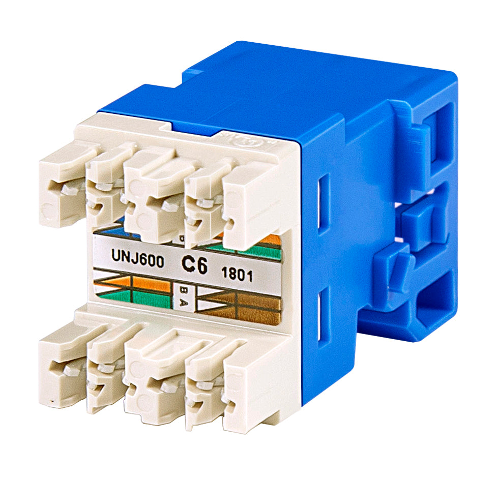 Commscope UNJ600-BL-100PK | Uniprise Modular Jack, RJ45, category 6, T568A/T568B, unshielded, without dust cover, blue, 100 pack